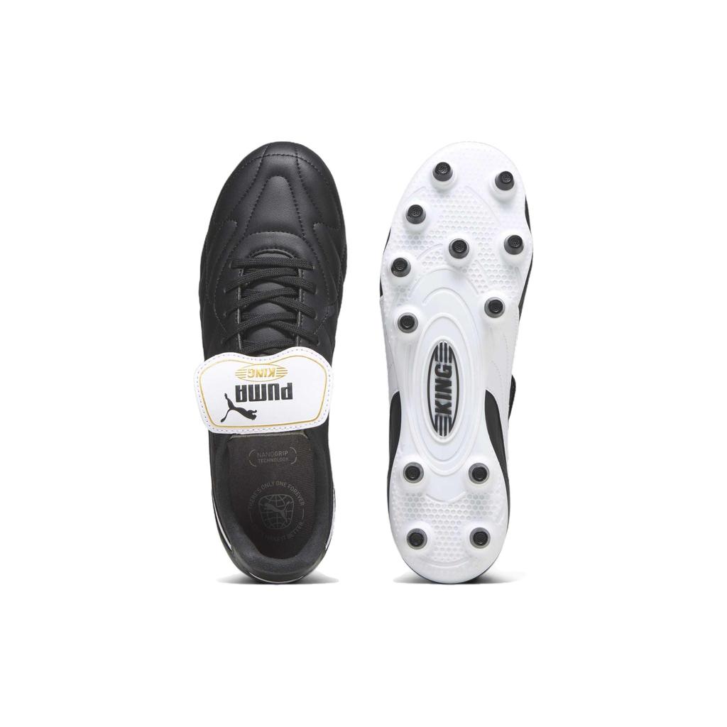 Puma King Top FG AG Black White Unisex Sneakers Gold 107348-01