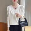 New V-neck Flat Lace Top, Autumn Exquisite Hollow Knitted Sweater, Sexy and Thin Outerwear Blouse