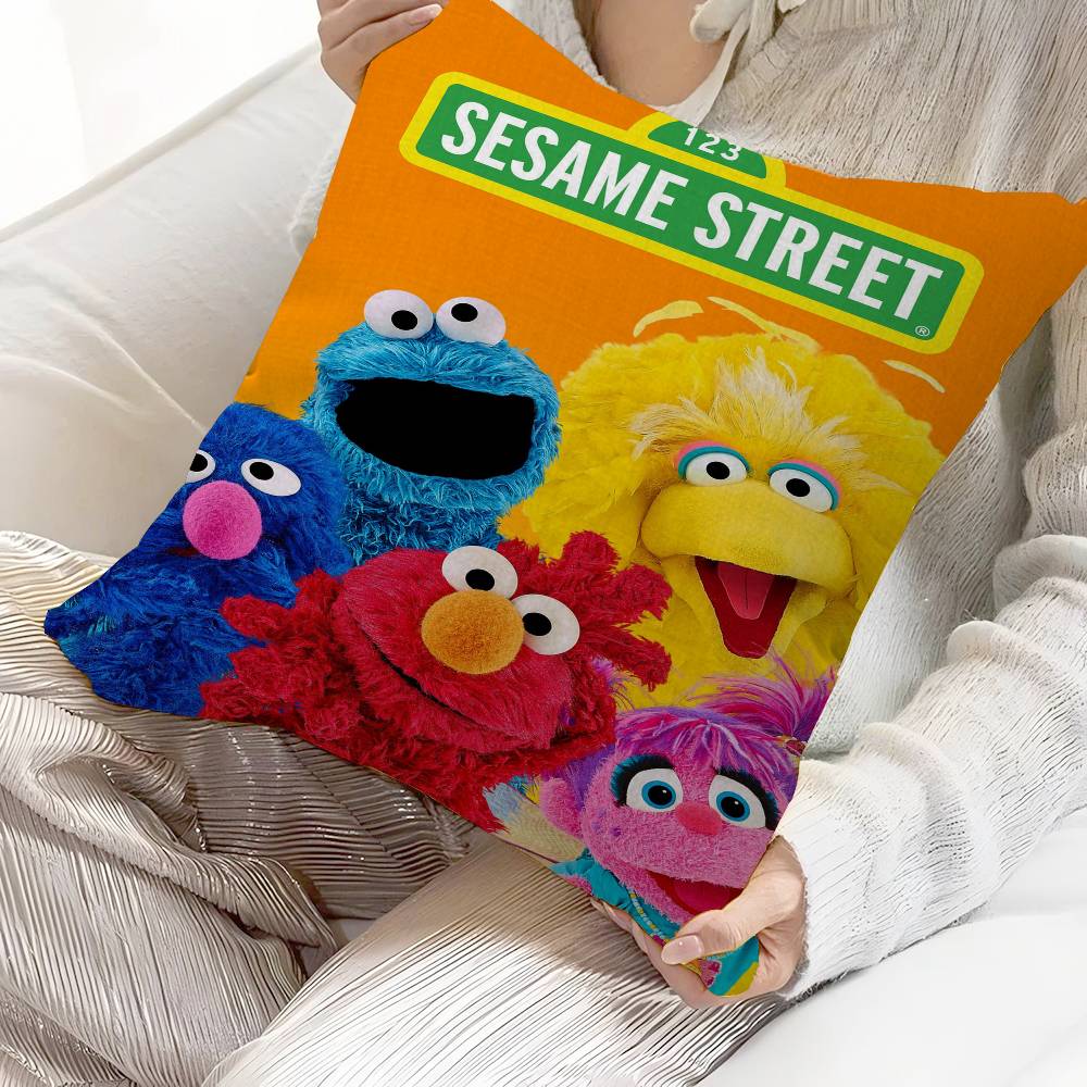 Anime Cartoon S-Sesame S-Streets Pillow Cushion Cover Pillowcase Living Room Sofa Home Decor Customized