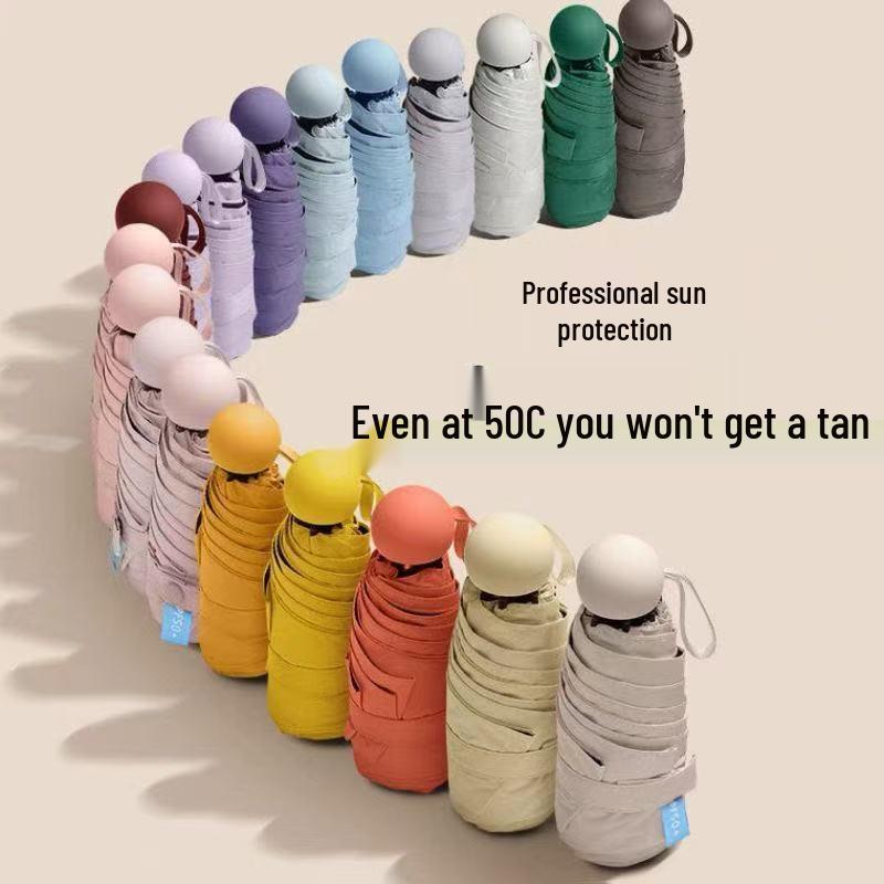 Women's Compact Mini Umbrella, UV Protection, Sunscreen, Dual-use Sun & Rain Pocket Sunshade