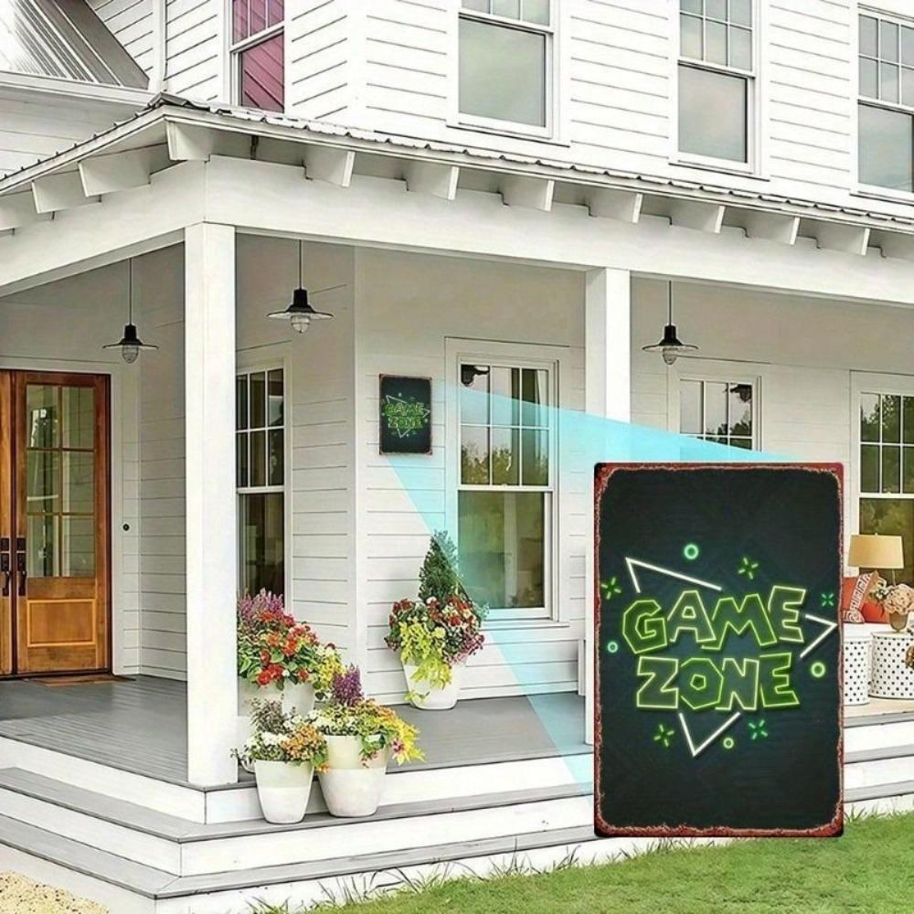 Vintage Neon Game Zone Metal Wall Art 20x30cm Bar Home Decor