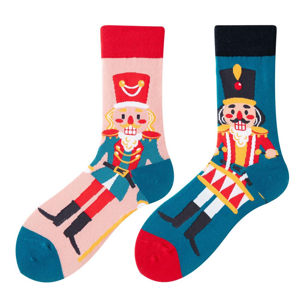Asymmetric Colorful Christmas Cotton Socks for Couples