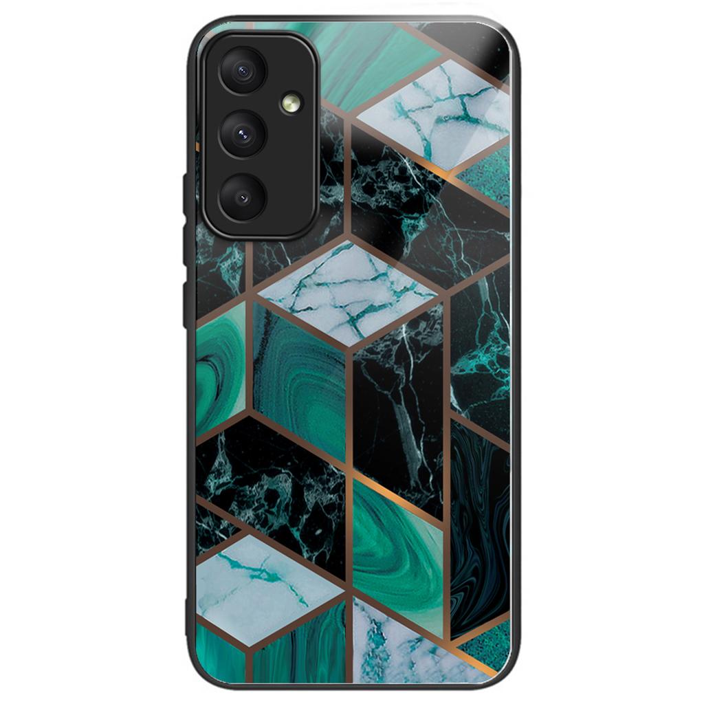For Samsung Galaxy A55 5G Tempered Glass+PC+TPU Case Marble Pattern Phone Cover