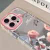 Pink Rose for IPhone17 Mirror Phone Case for Apple 15promax Small Fresh 14 Flower 13