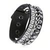 3 Pieces Punk Bracelet For Men Women 80S90S Gothic Spike Bracelets Rivet Cuff Leather Wristband Adjustable Punk Rock Bracelet