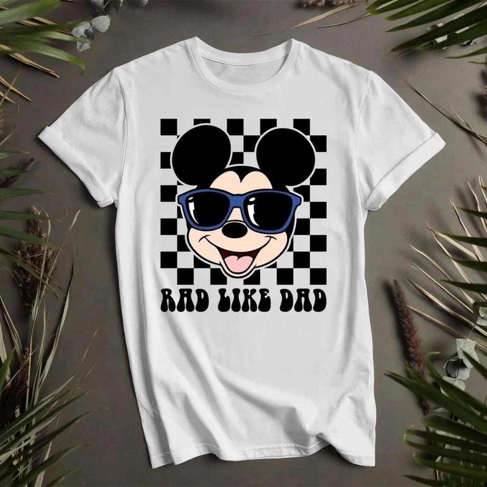 Mickey Bad Like Dad Cute Basic White T Shirt S