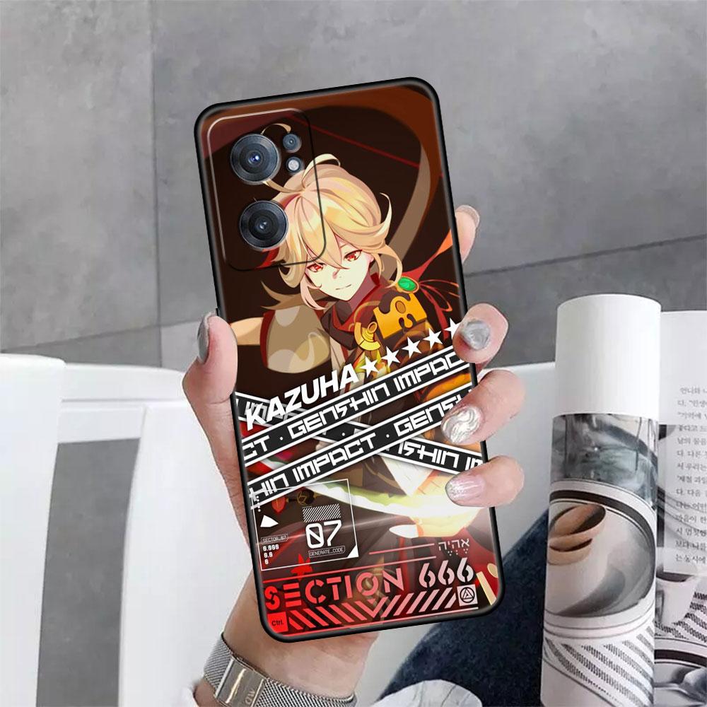 Phone Black Case for OnePlus Nord 2 5G 8T 10 9 7 8 Pro 10T For Oppo A53 A16 A15 A54 A74 Silicone Funda Genshin Impact Anime