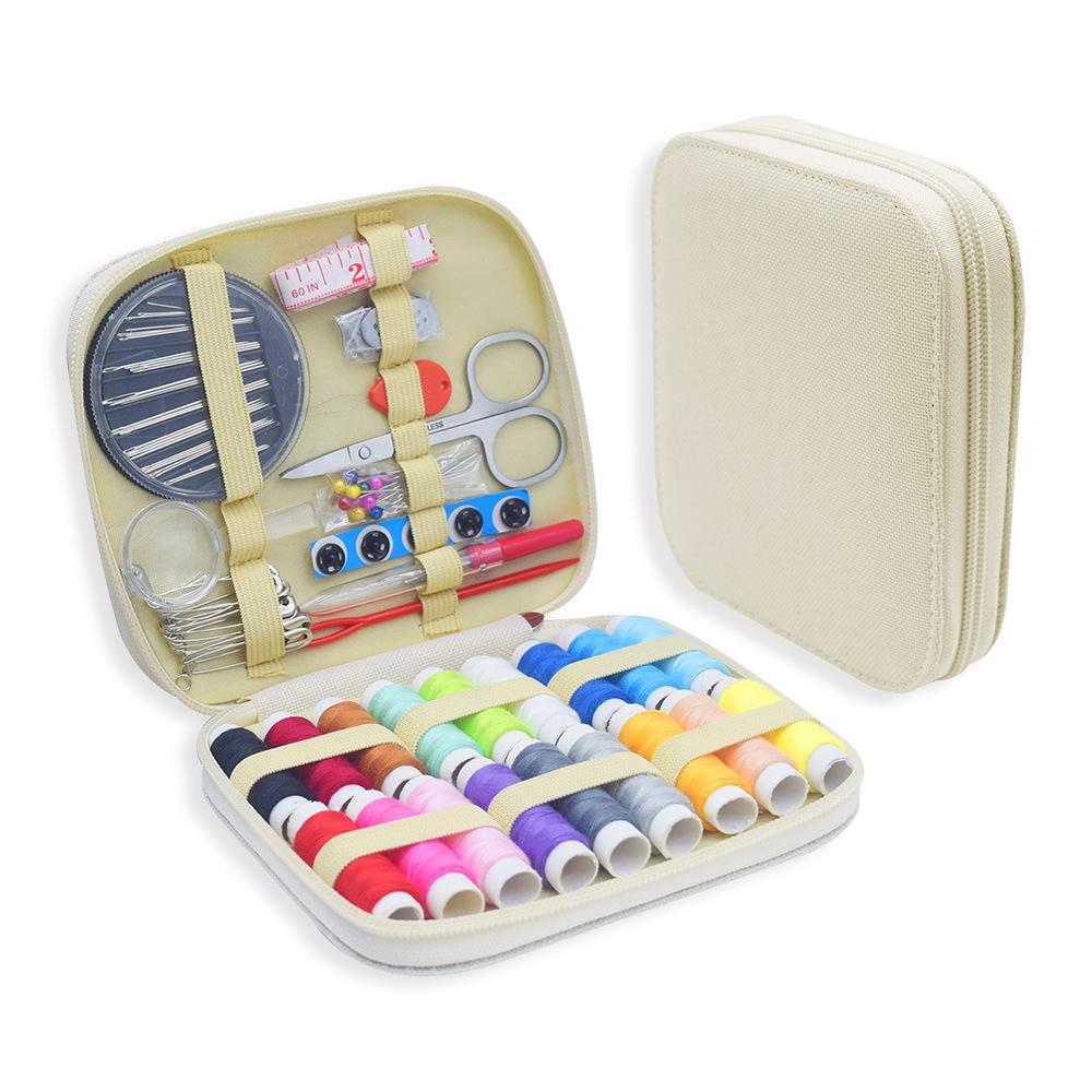 

Швейный набор, бытовая игла, нитки, швейные инструменты, сумка для хранения, набор для рукоделия, вышивальные принадлежности, аксессуары для шитья оптом бежевый