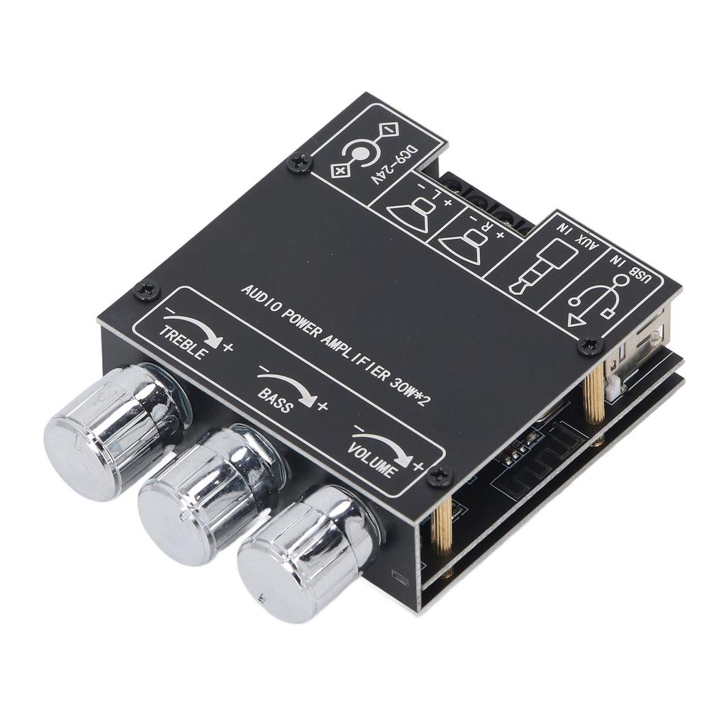 Sound Power Amplifier Board 2x30W 2.0 Channel BT AUX USB Input Power Amplifier Module with Treble Ba