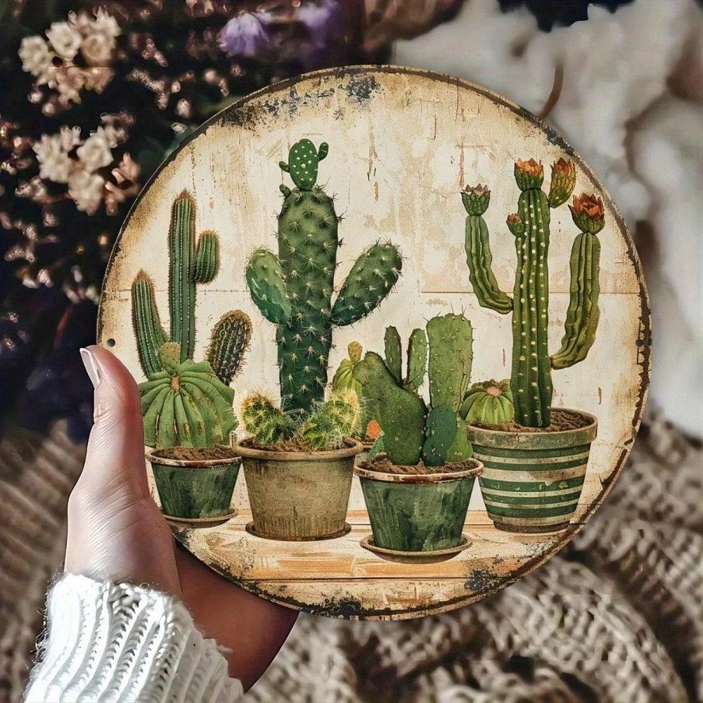 

Vintage Desert Botan 8x8 Inch Round Wall Art Retro Metal Tin Sign for Kitchen Bar Home Decor Rustic Aluminum різнокольоровий