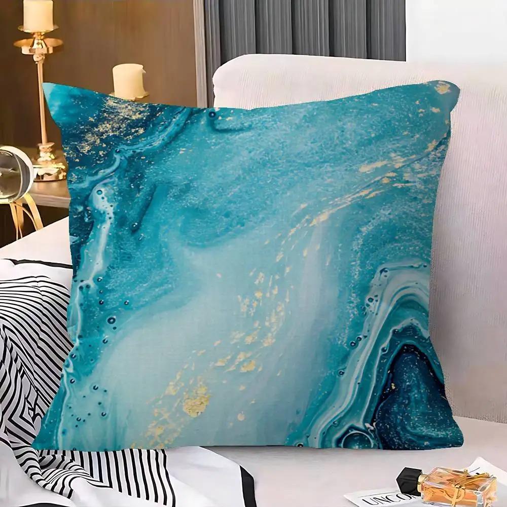 Decorazioni per la Casa Copricuscini con Motivo Marmo Blu e Oro Copricuscino con Motivo Adatto per Divano Camera da Letto Auto