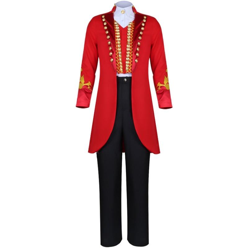The King Of Circus Barnum Cosplay Costume For Men Red And Black Polyester Blended Fabric