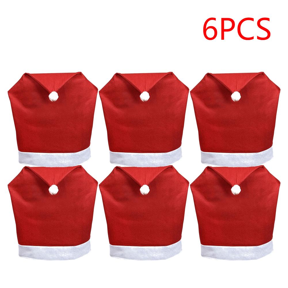 1-15 stuks Kerst Stoelhoezen Decor Kerstman Rode Hoed Stoelkap Keuken Eetkamerstoel Slipcovers Sets Voor Kerstvakantie