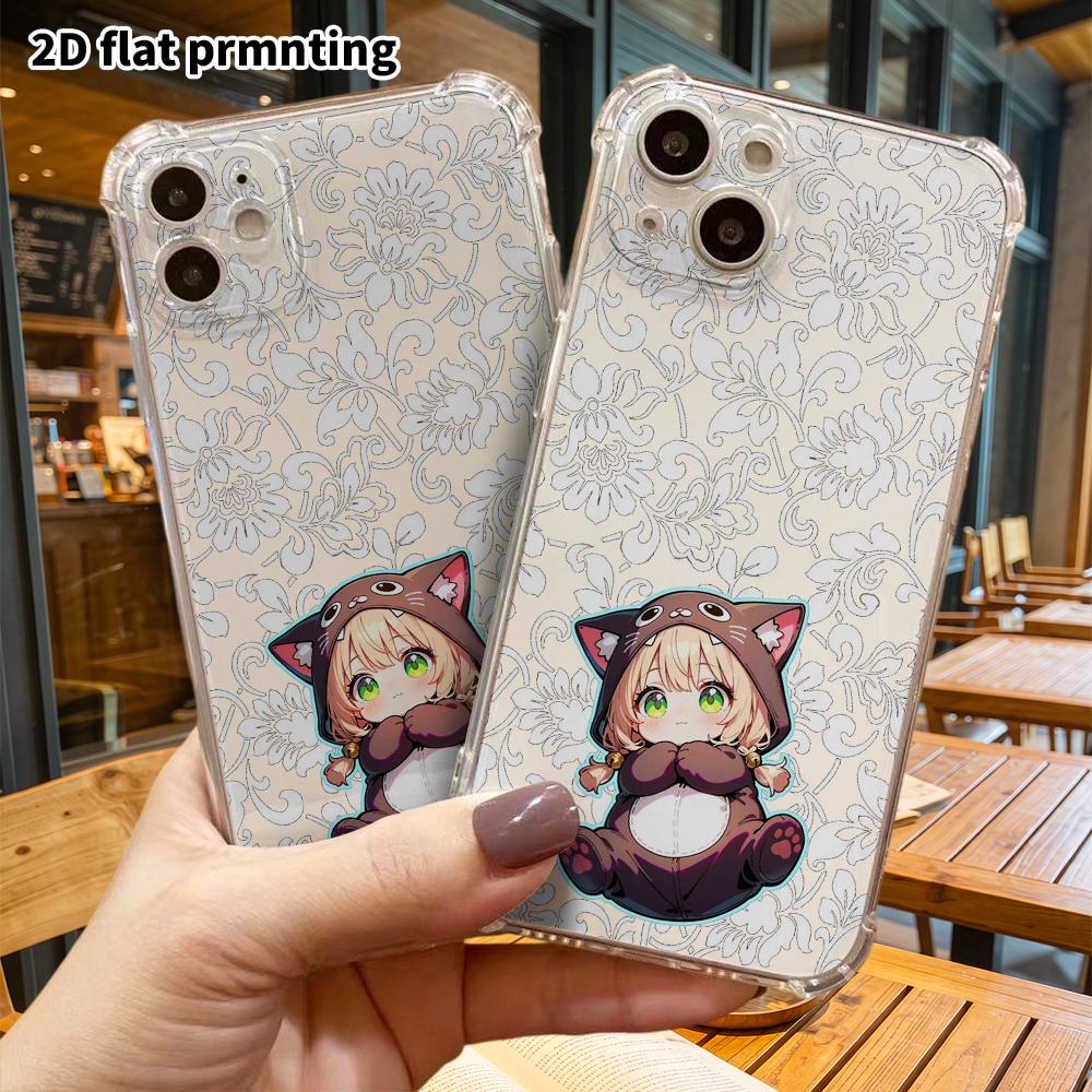 Phone Case: 2D flat suitable for iPhone 18 17 16 15 14 13 Pro, transparent four corner protective case, black cat all in one, Christmas and Halloween