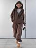 2025 Damen Einfarbiger Kapuzen-Cardigan und Jogger-Set - Europäischer & Amerikanischer Stil Zweiteiler