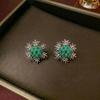European & American Women's Zircon Flower Necklace & Rotatable Pendant Earrings Set