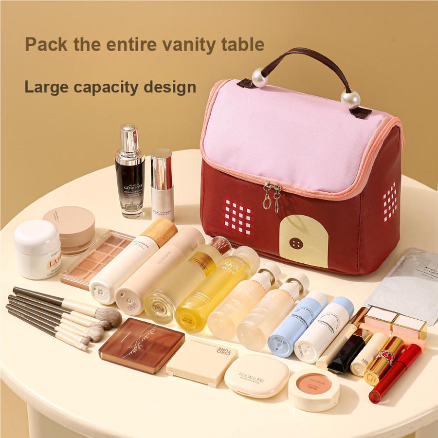 Cute House Cosmetic Bag Organizer for Women, Multi-Function Portable Travel Wash Bag, Large Capacity Storage Bag