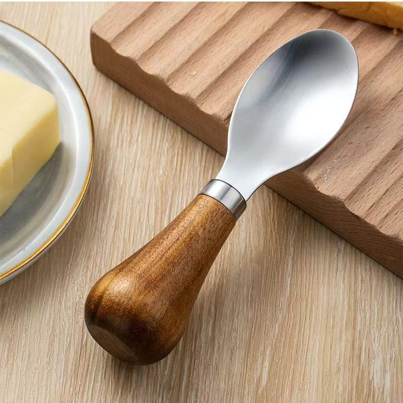 Vertical wooden handle Stainless steel knife and fork Cheese knife Butter knife Western knife Bread cream knife and fork Cheese sauce