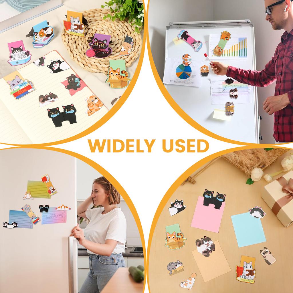 21 Pcs Cute Cat Magnetic Bookmark Cartoon Magnetic Bookmarks Set Funny Book Marker Clip Assorted Page Marker for Student Teacher