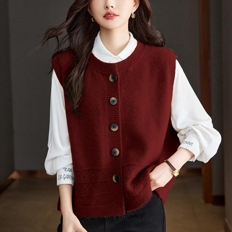 Hem Hollow Cardigan Vest for Women In Spring and Autumn Latest Trendyable and Versatile Layered Vest Vest