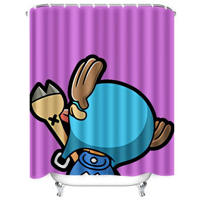 Cute Cartoon Character Design Waterproof Shower Curtain Heat Resistant Machine Washable Non-Transparent 180x180cm