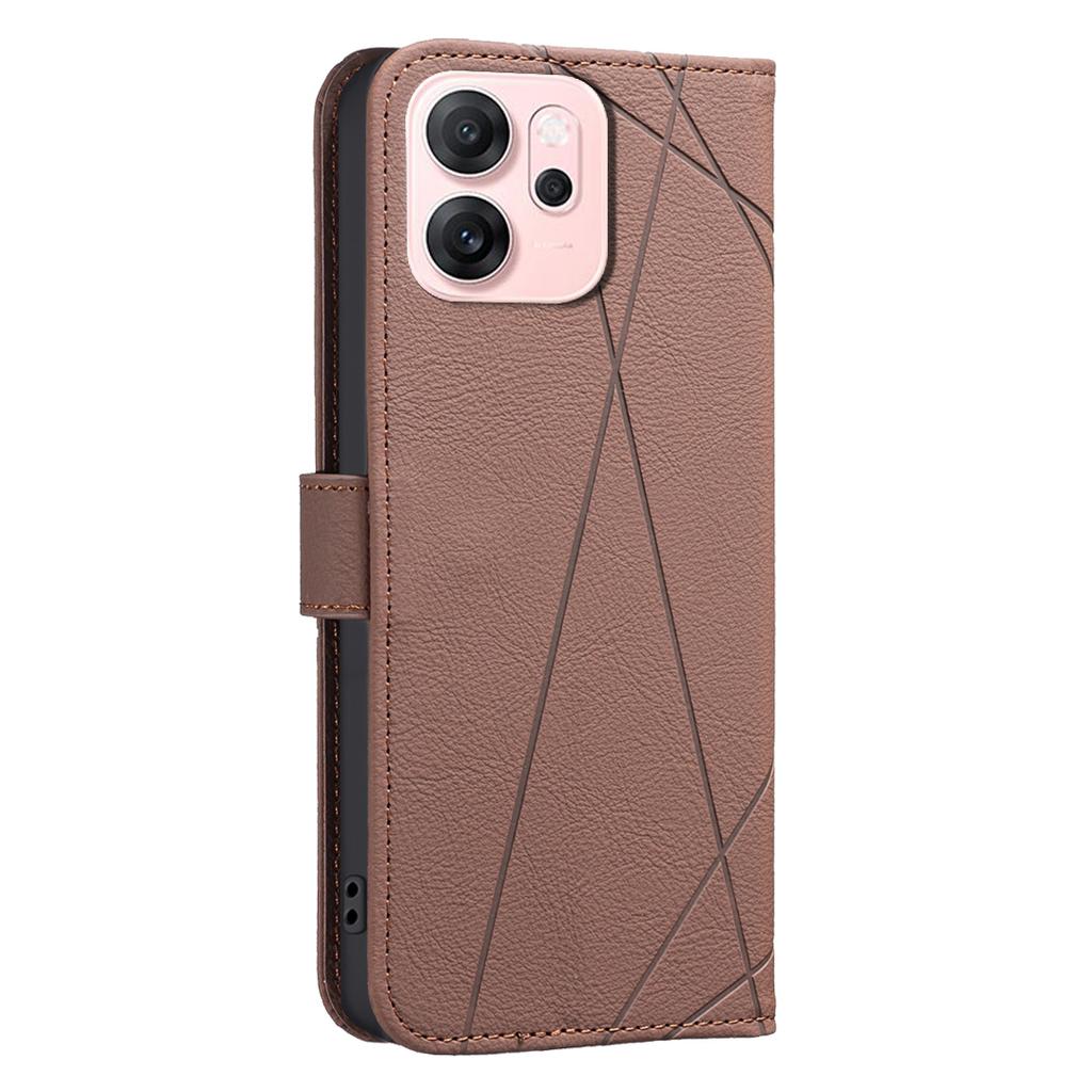 For Oppo Reno14 F 5G Case BINFEN COLOR BF35 Geometry Imprinted Leather Phone Cover RFID Blocking Wallet Stand