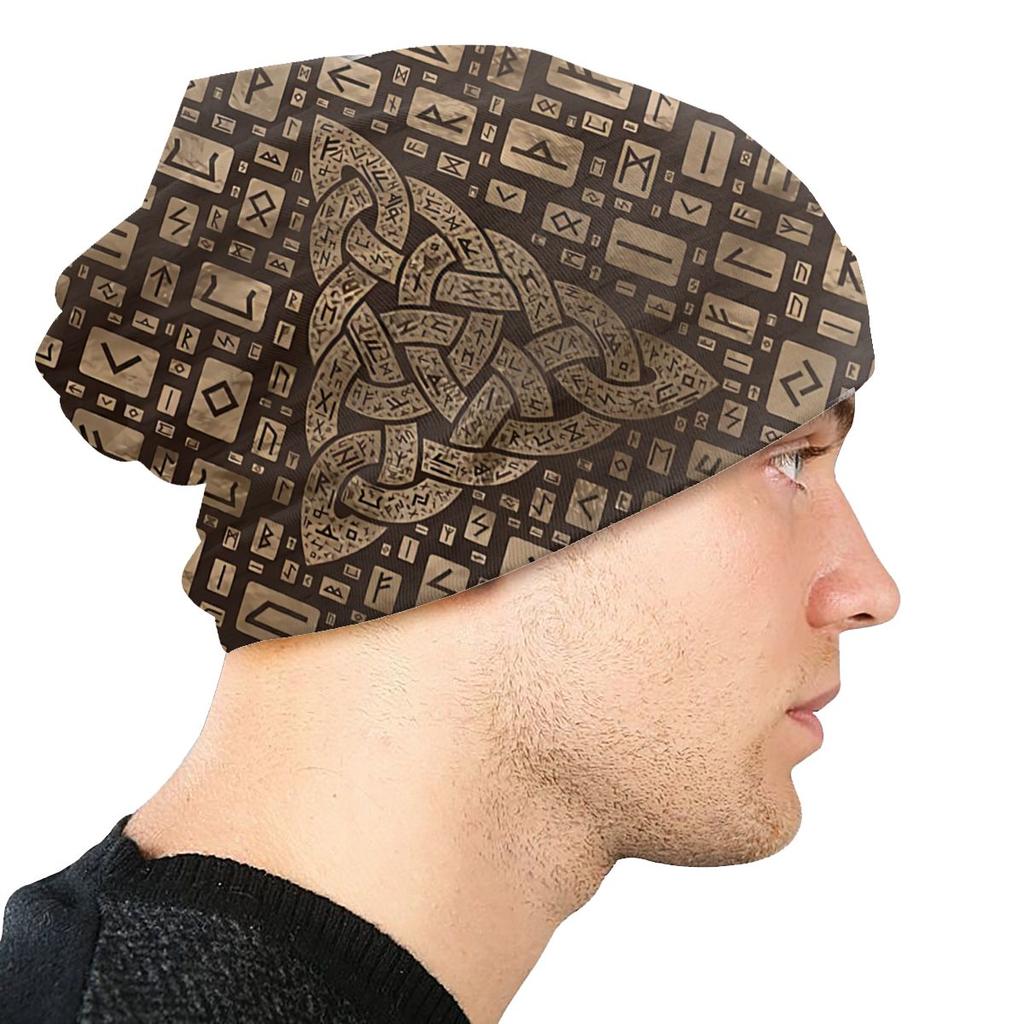 Viking Fashion Thin Hats Triquetra And Runic Alphabet Bonnet Special Skullies Beanies Caps
