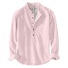 Men's Long Sleeve Slub Linen Pullover Shirt Casual Buttonless Top for Spring and Fall