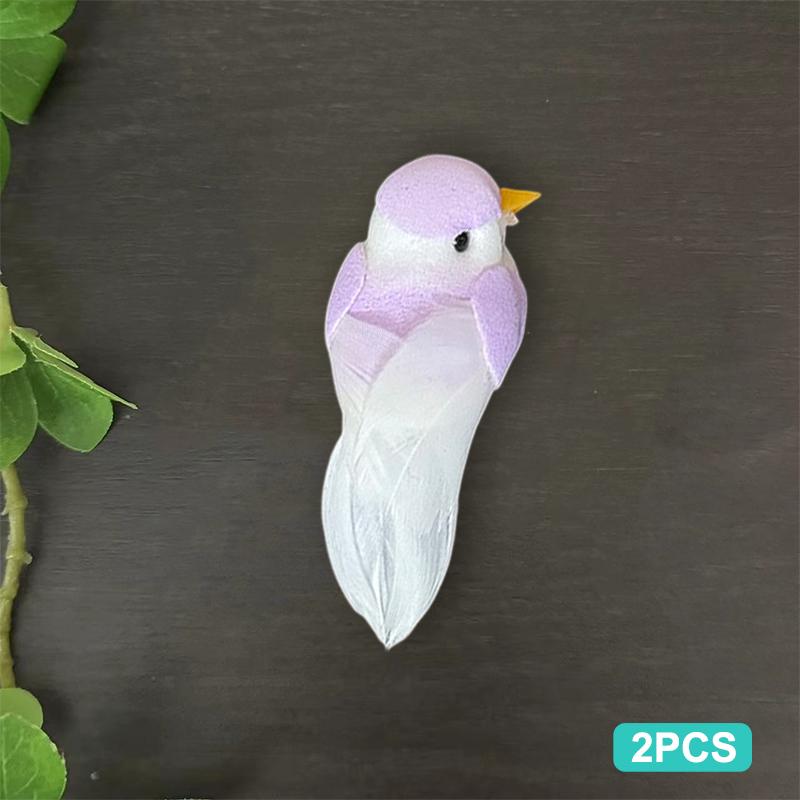2Pcs Cute Artificial Birds Fake Foam Animal Simulation Feather Birds Models Tit Diy Craft Home Garden Floral Ornament Decoration