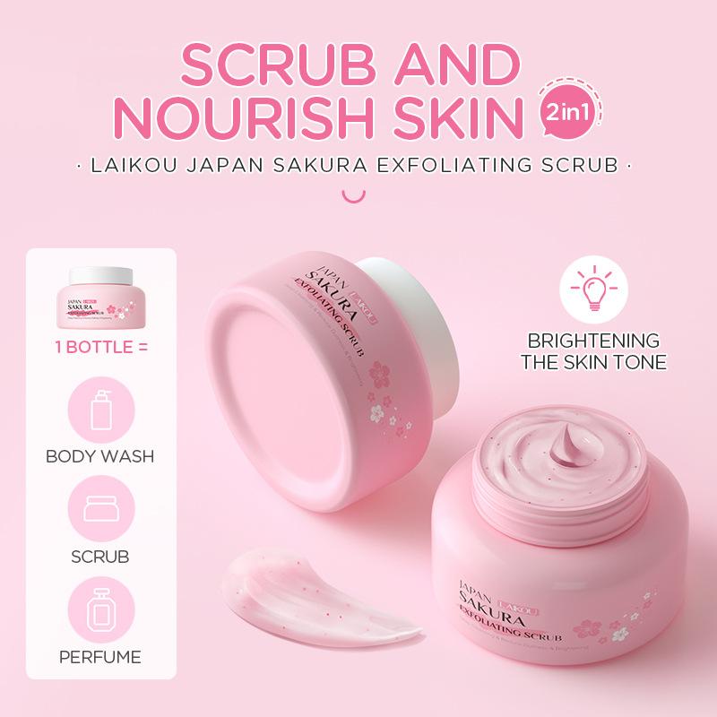 LAIKOU Japanese Sakura Scrub 100g Body Keratin Cleansing, Moisturizing and Hydrating Suitable for The Face