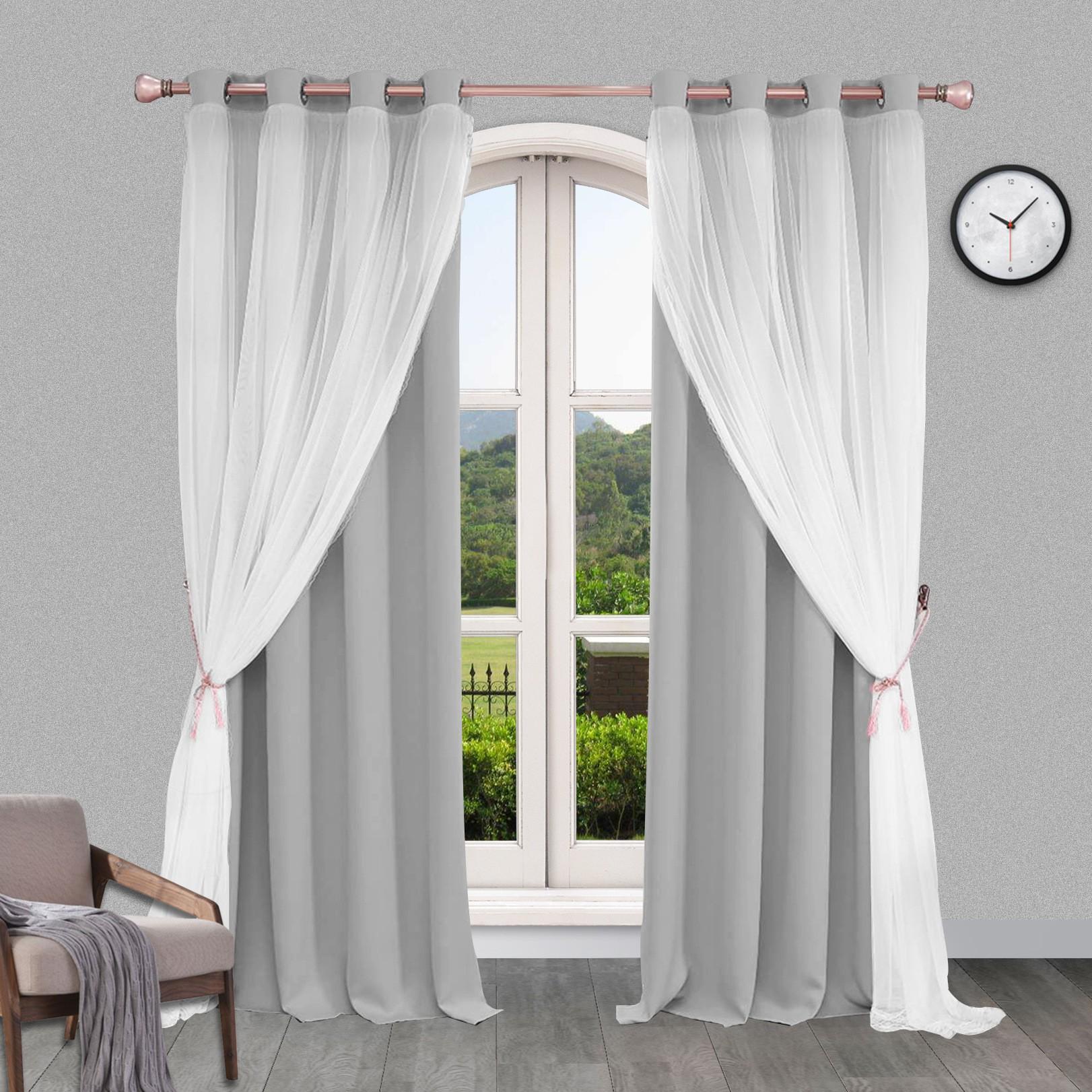 1 Stuk Winter Kant Dubbellaags Trendy Gordijnen, Verduisterende Gordijnen, Geschikt voor Slaapkamer, Balkon, Huurkamer 132X183