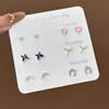 Korean Version of Niche One-week Stud Earrings Set Ins Cute and Small Alloy Electroplating Temperament Point Diamond Earrings