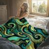 Green Swirl Wave Texture Flannel Blanket Warm Soft Halloween Christmas Decorative Couch Warm Cozy All-Season Gift