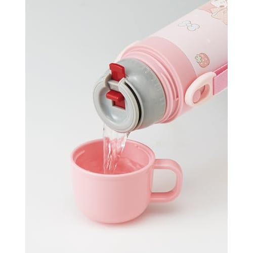 Skater Children's Water Bottle, 2-Way, 470ml (Direct Drinking) or 430ml (Cup Drinking), Sanrio My Melody Big Ribbon, Girls' Stainless Steel, Insulated