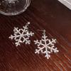 3pcs New Snow Flower Design Women Big Crystal Sliver Earring Hook Faux Inlaid Snowflake Dangle Drop Diamond Earrings