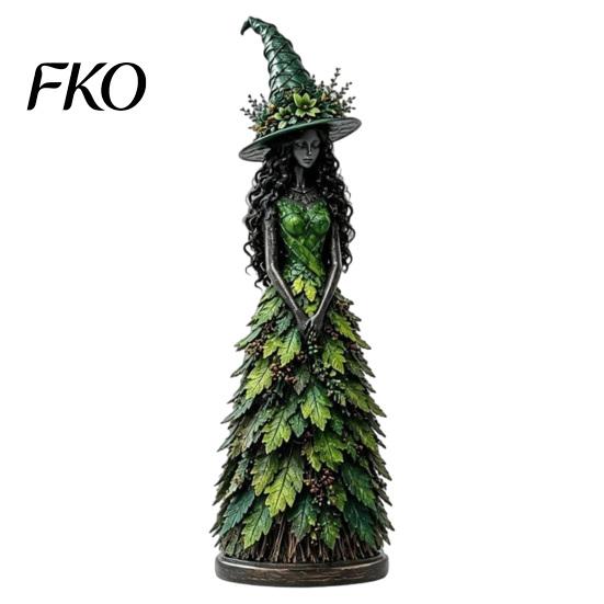 Indoor Fall Decorations Autumn Witch Figurine Statue, Resin Halloween Tabletop Decor, Seasonal Room Accessories Shelf Ornament for Mantel Fireplace