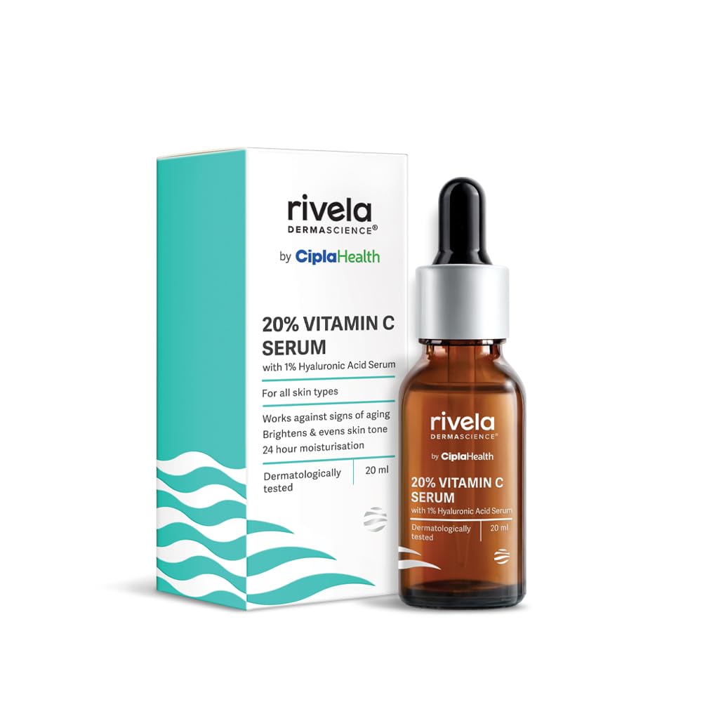 Rivela Dermascience 20% Vitamin C Serum With 1% Hyaluronic Acid For Bright, Even Skin Tone 20ml