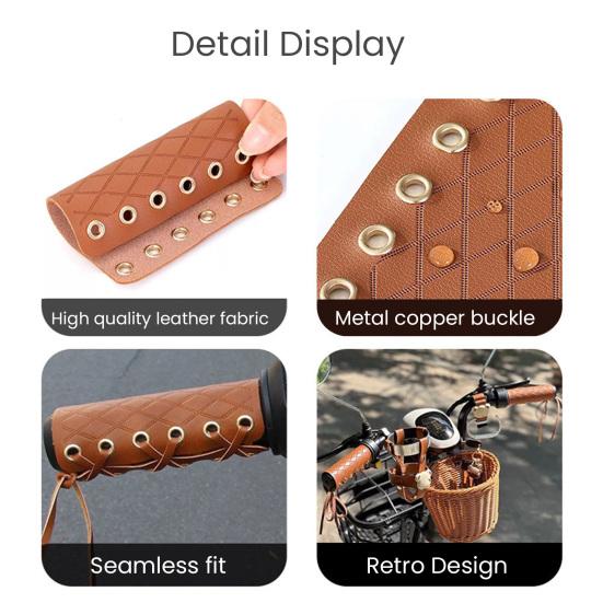 2Pcs Faux Leather Bicycle Handlebar Cover Adjustable Non-slip Universal MTB Road Mountain Bike Handle Grip Cover Replacement Bike Accessories