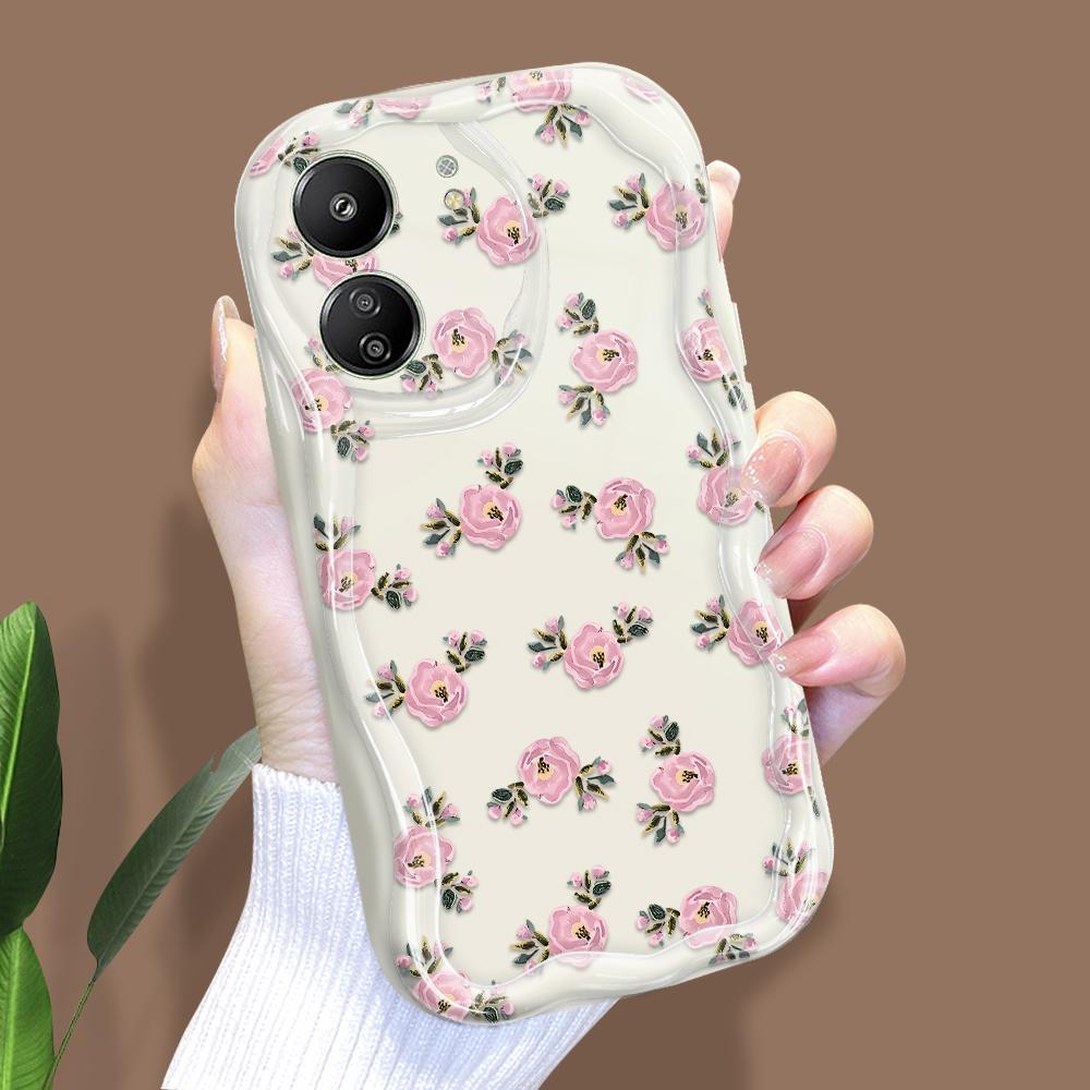 Cute Cartoon Pattern Cream Texture Casing Wavy Edge Soft Silicone Cover Phone Case for Xiaomi Redmi