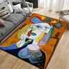 Cubist Lady Portrait Art Rug Design Non-slip Rug Suitable for Living Room and Bedroom Sofas.