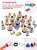 PC Male Thread Brass Pneumatic Quick Connectors 4~16mm Pipe To /8" 1/4" 3/8" 1/2" 3/4" Male Thread Air Pump Straight Joints 2Pcs