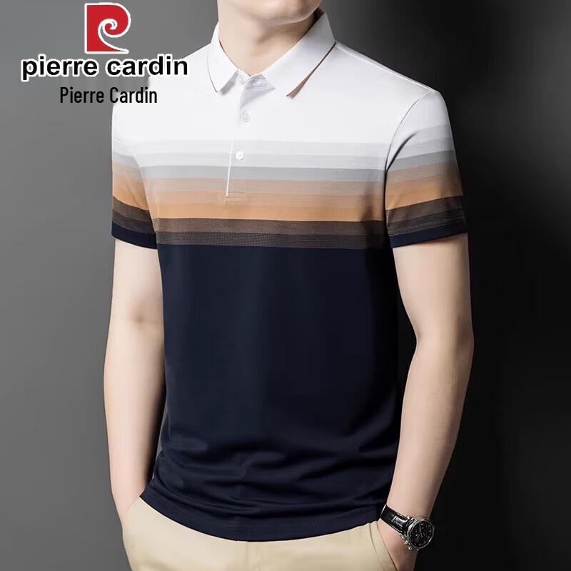 Pierre Cardin Men s Gradient Striped Mercerized Cotton Polo Shirt 54
