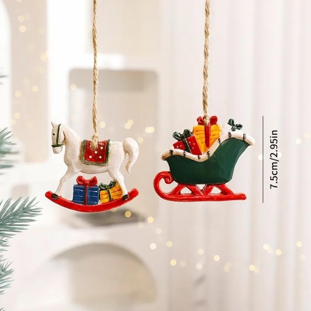 Resin Christmas Tree Hanging Pendant DIY Santa Claus Snowman Xmas Tree Ornaments Small Christmas Decorations Party Supplies