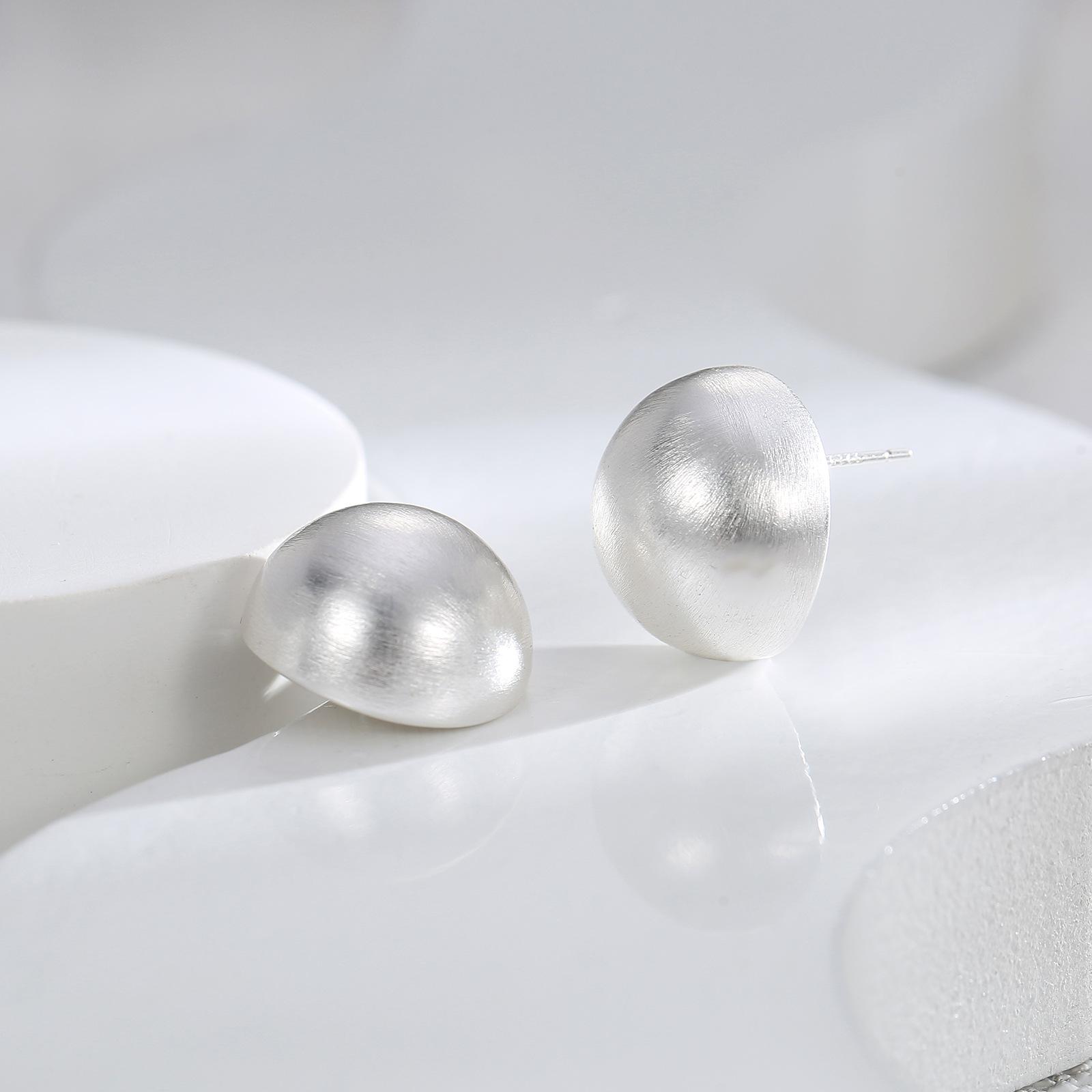 

Metal brushed matte ball stud earrings commuter high-end jewelry light luxury earrings temperament