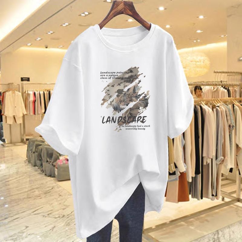

Summer New Loose Printing Cotton Short Sleeve T-Shirt Women s Top Bottom Shirt S
