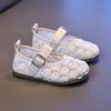 Toddler Girls Lace Floral Mary Jane Flats, Breathable Mesh Princess Shoes with Buckle Strap