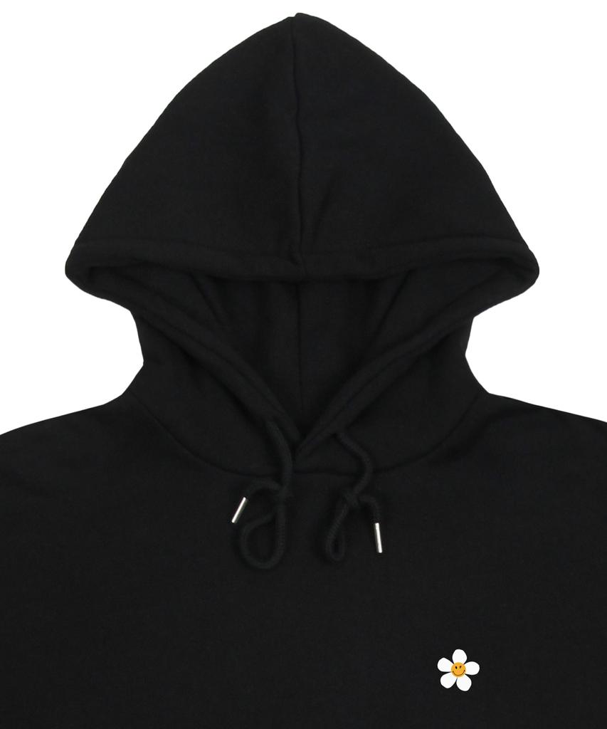 [Unisex] Φούτερ με Χαμόγελο και Μικρά Λουλούδια_Μαύρο