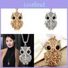 Elegant Geometric Owl Pendant Necklace Featuring Rhinestone Accents In Gold Color