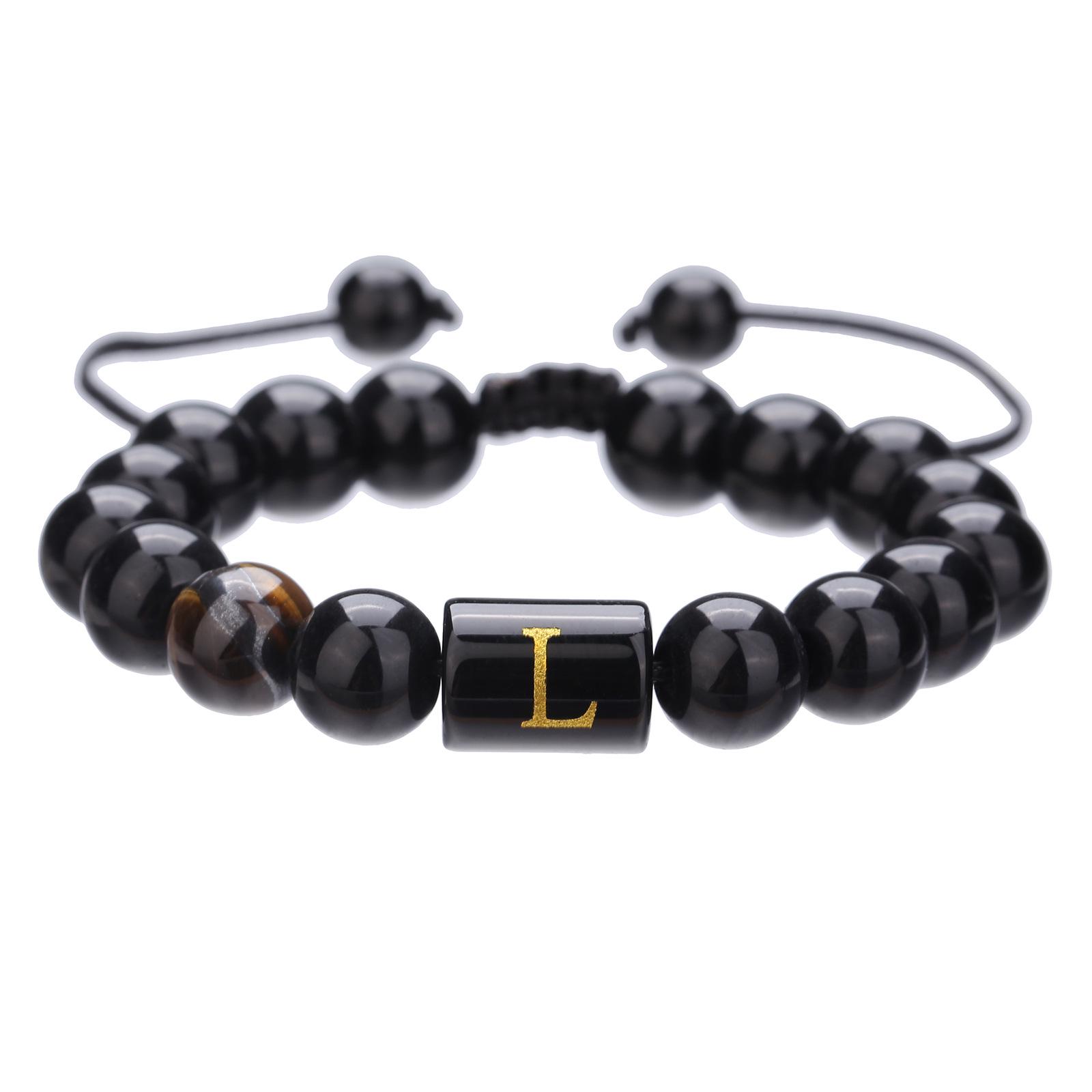 

Браслет из бусин «Черный бриллиант» и «Тигровый глаз» с регулируемой длиной для пары - Мужское украшение