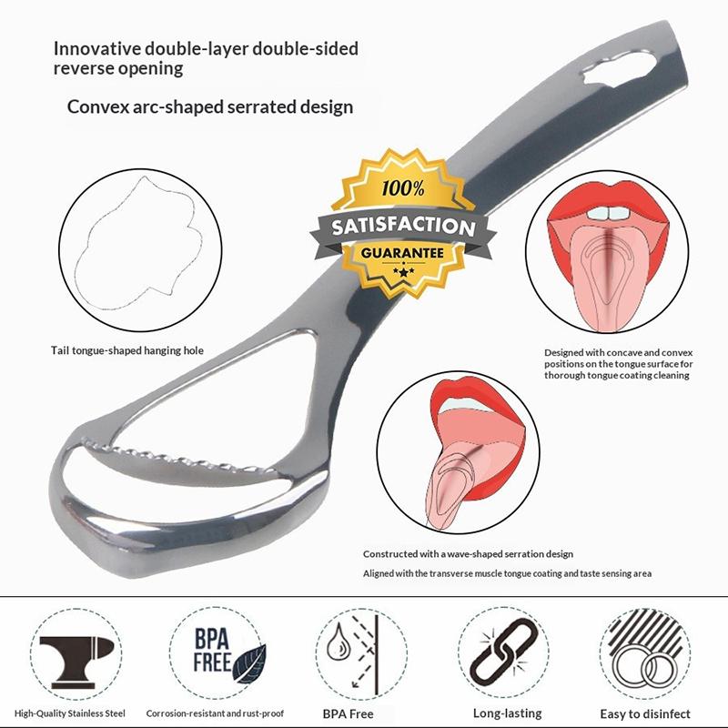 Stainless Steel Tongue Scraper Tongue Coating Cleaner Tongue Coating Brush Oral Tongue Cleaner Tool Fresh Breath